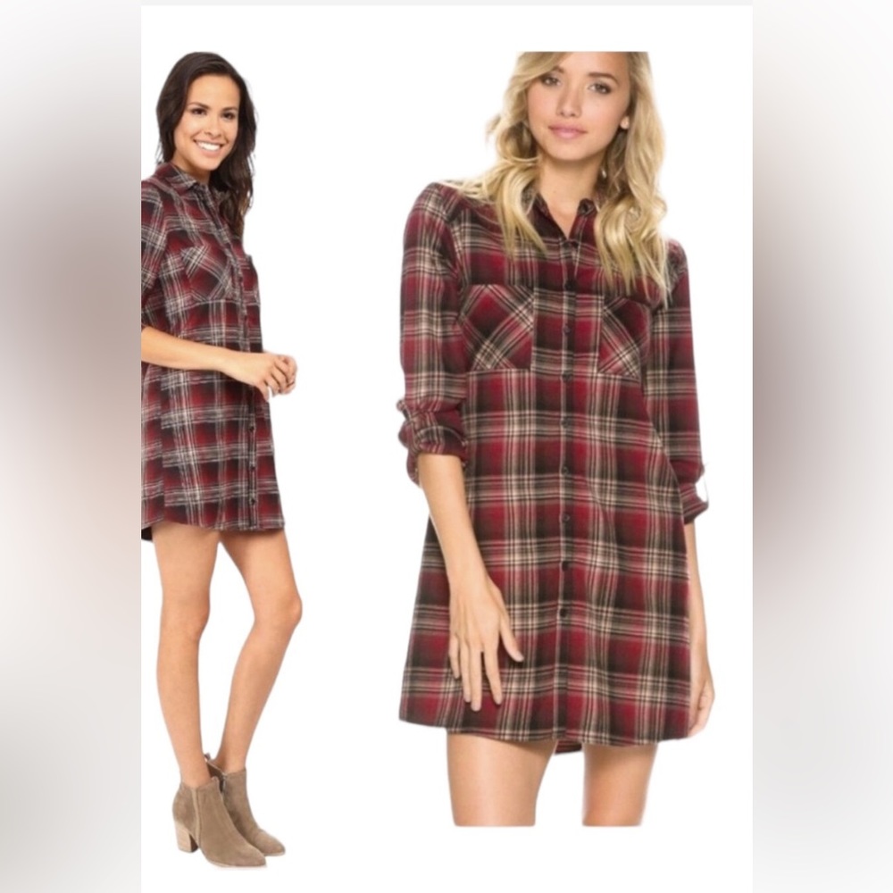 BB Dakota Jack plaid shirt tunic/ dress NWOT